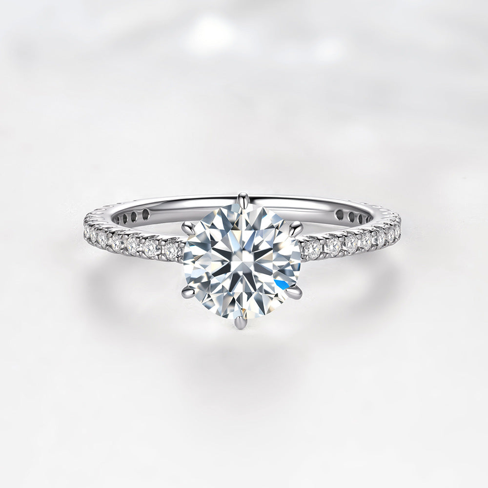S925 Silver Moissanite Ring 1.2 Carat D Color Mozzarella Zircon Ring Jewelry