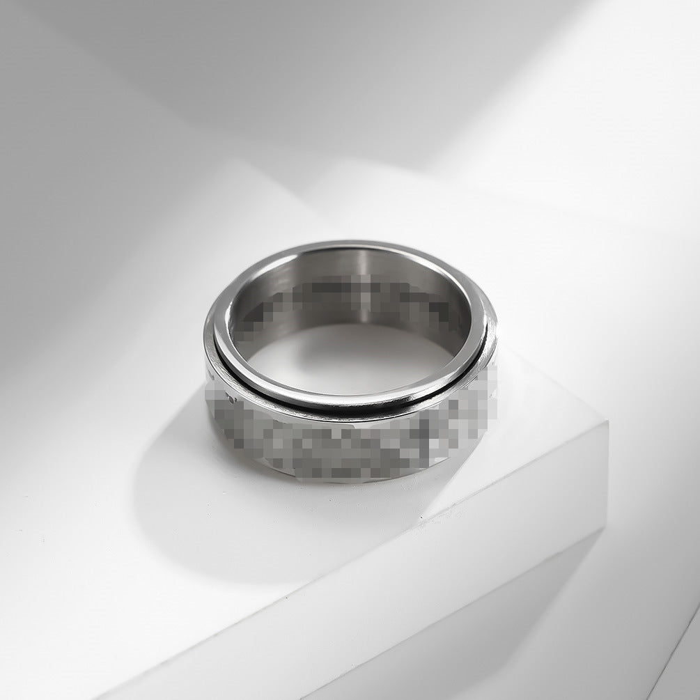Planderful Self Motivation Ring Rotatable Titanium Steel Anxiety Relief Jewelry for Professionals and Students