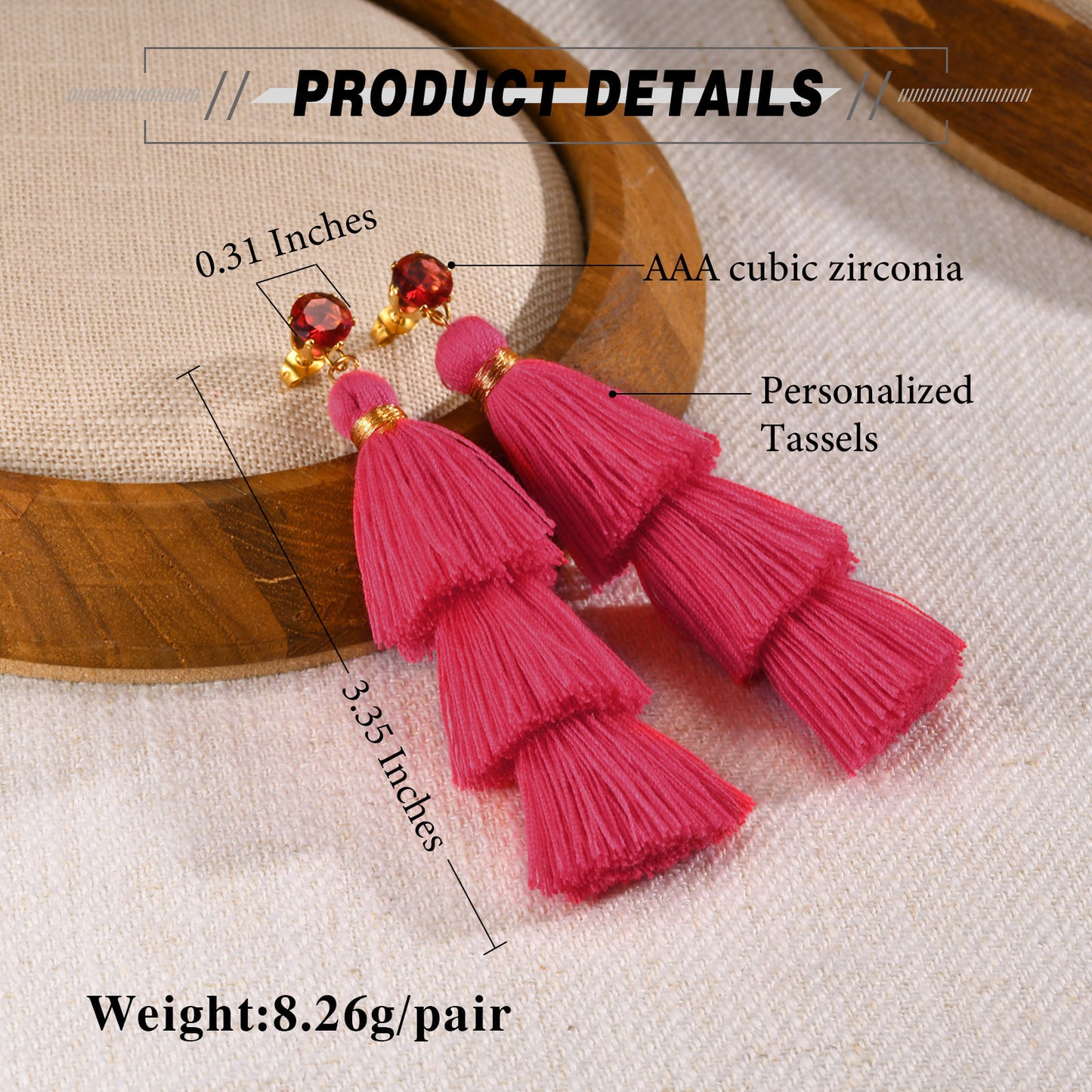 Various Stainless Steel Pomegranate Zircon Three-Color Earrings Women