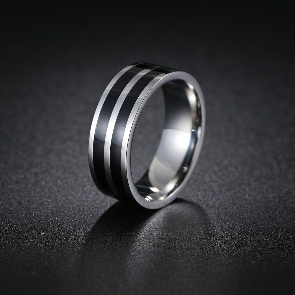 Fashionable Men's Steel Ring with Unique Groove Design in European and American Style