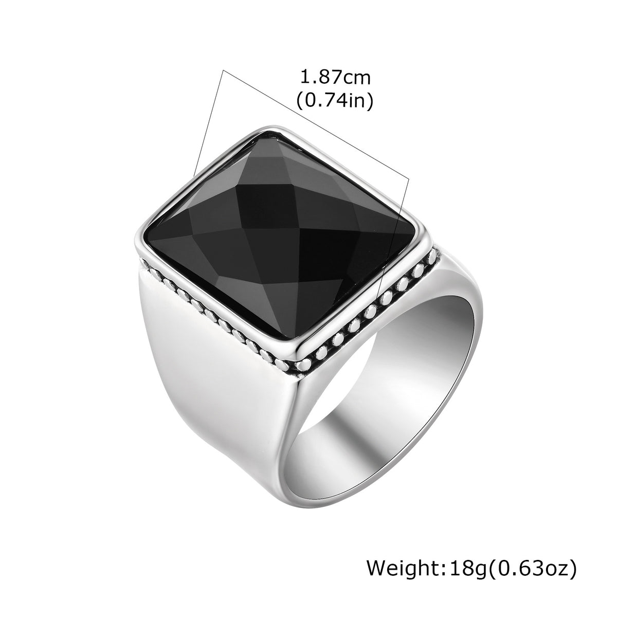 Stainless Steel Hip Hop Glass Cut Men's Ring