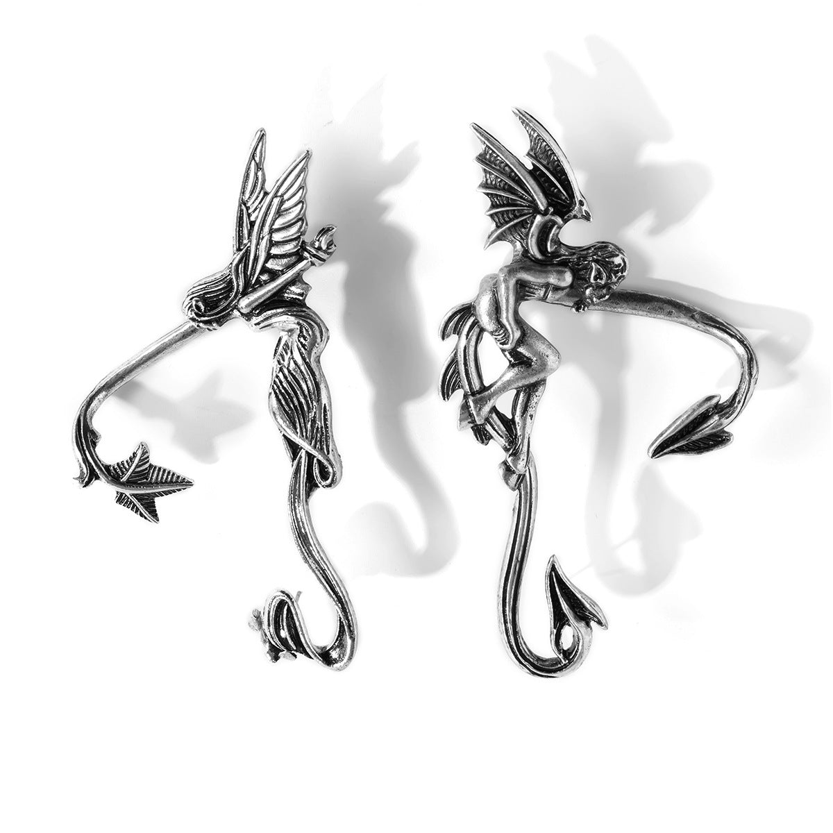 Angel and Demon Wing Single Earring Halloween Elf Gothic Style Ear Jewelry.