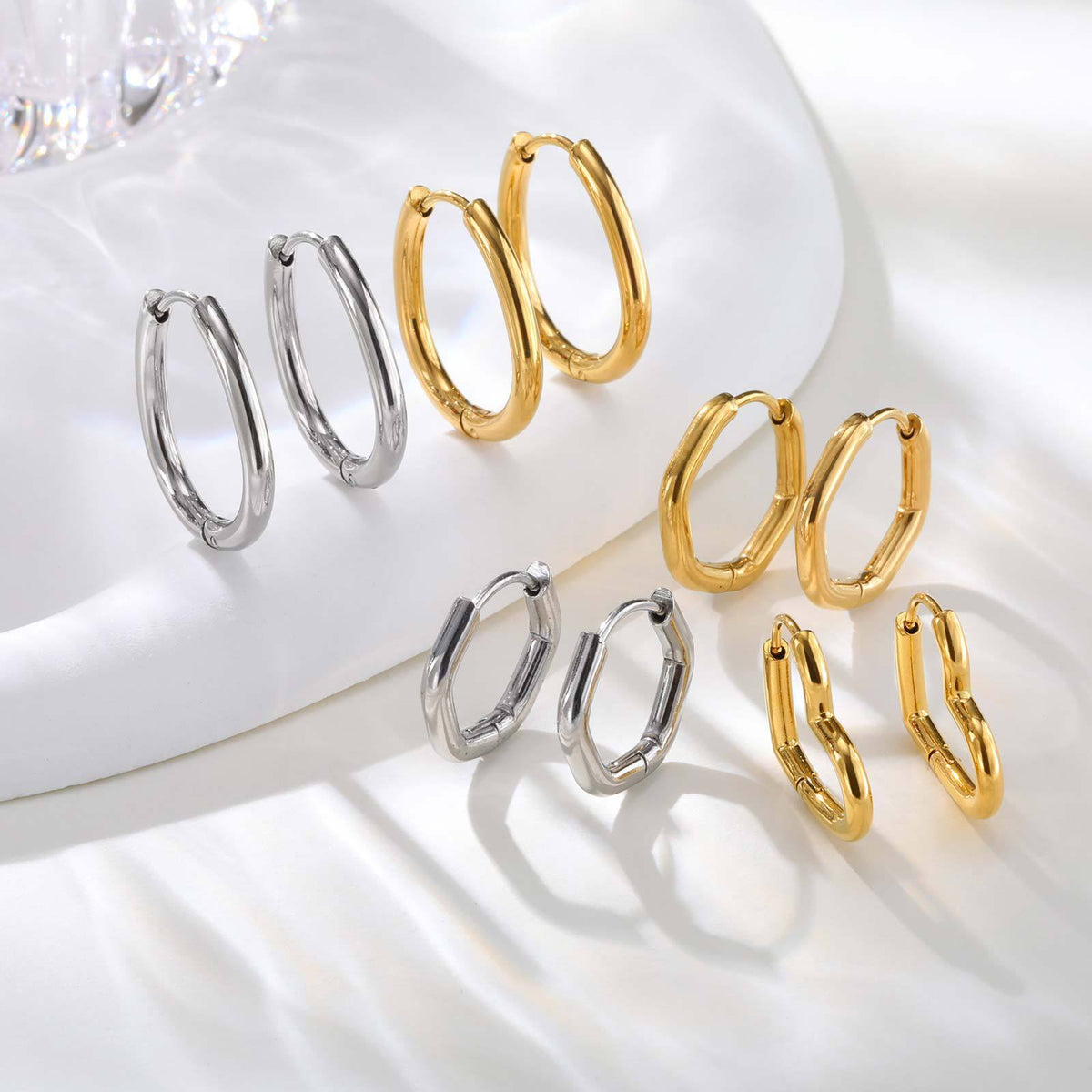 Sculpted Geometric Hinged Hoop Earrings
