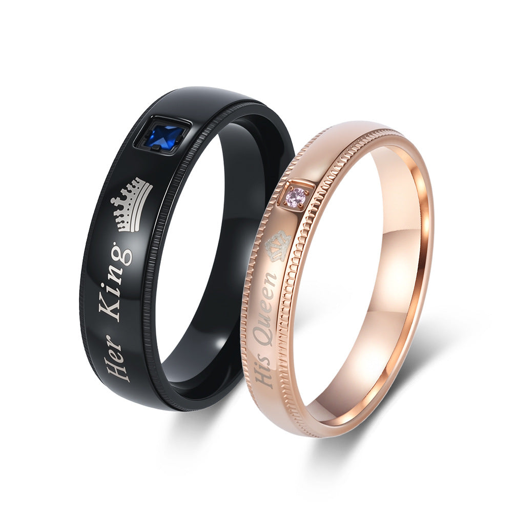 Planderful Titanium Steel Couple Ring For Kings And Queens Fade Resistant High End Wedding Band
