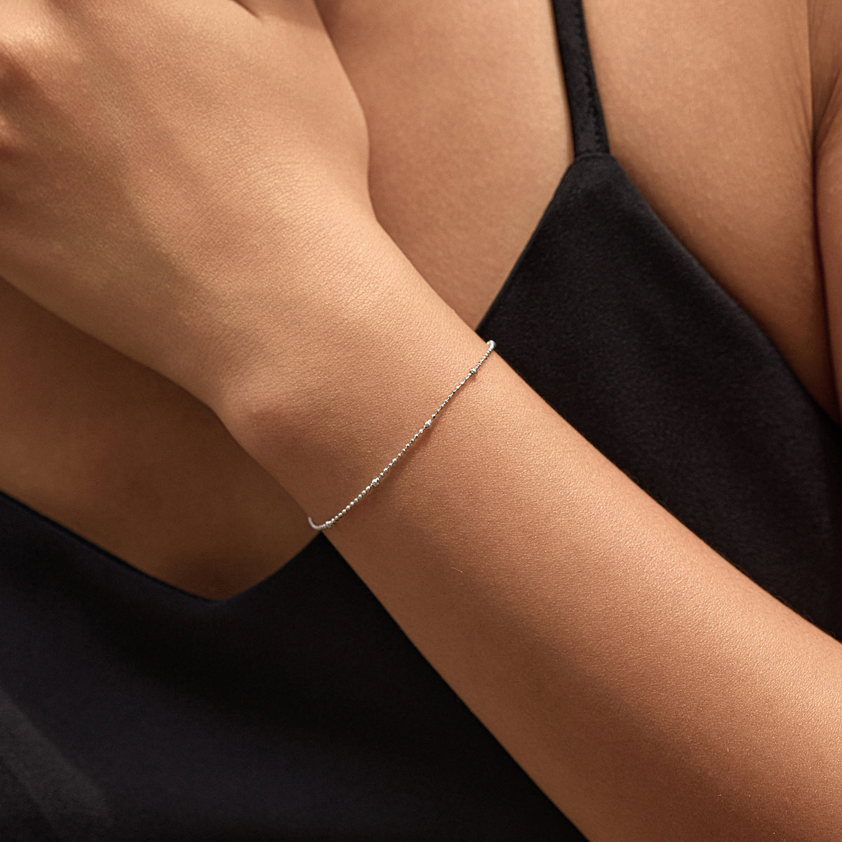 925 Sterling Silver Round Bead Chain Bracelet