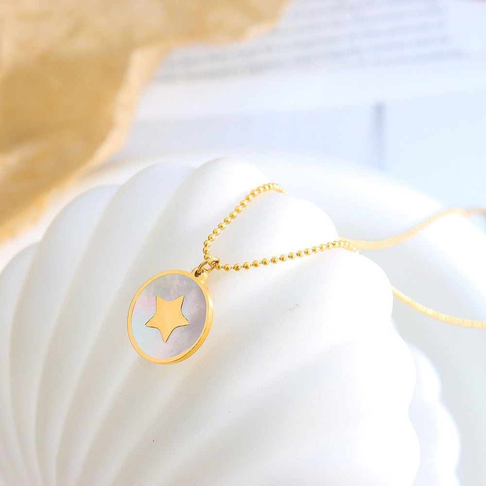 Enchanting Titanium Starfish and Butterfly Necklace with Sea Shell Pendant