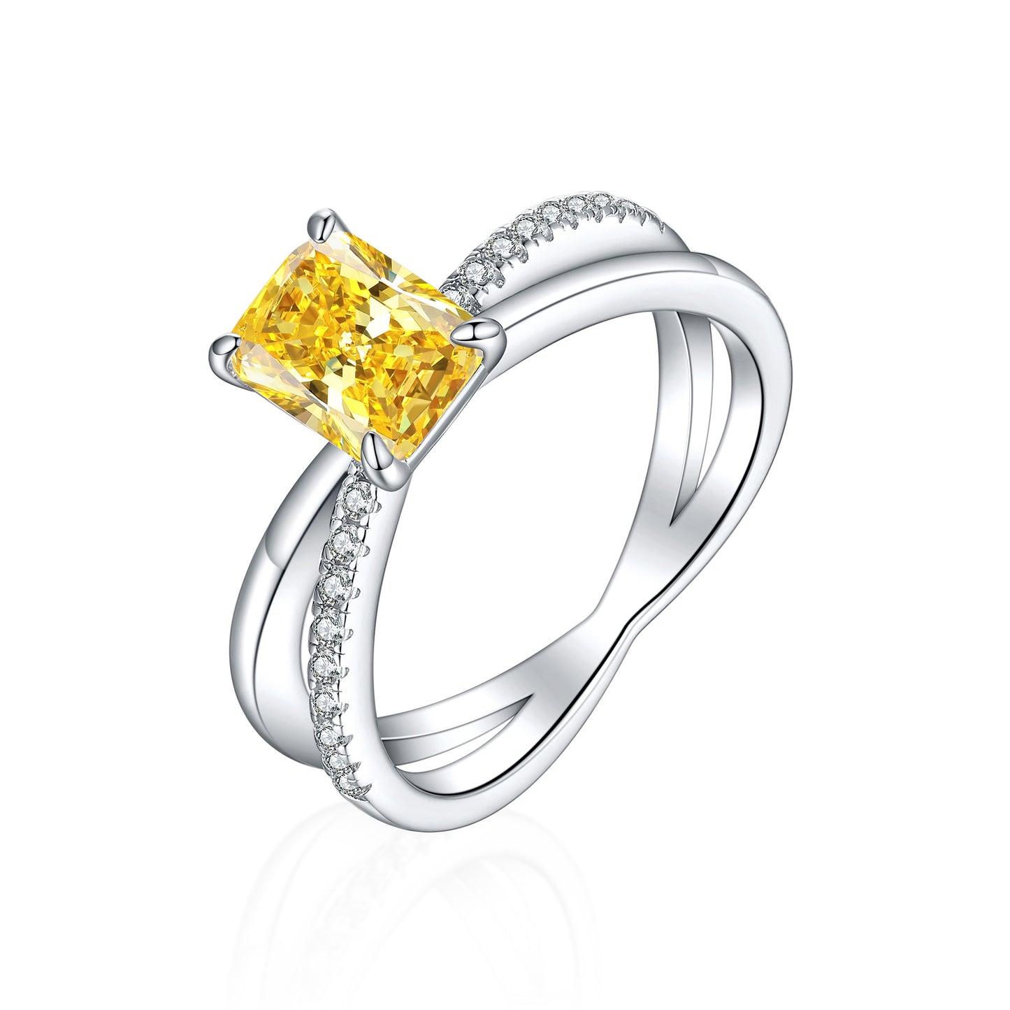 European and American 925 Sterling Silver 1.5ct Zircon Ring