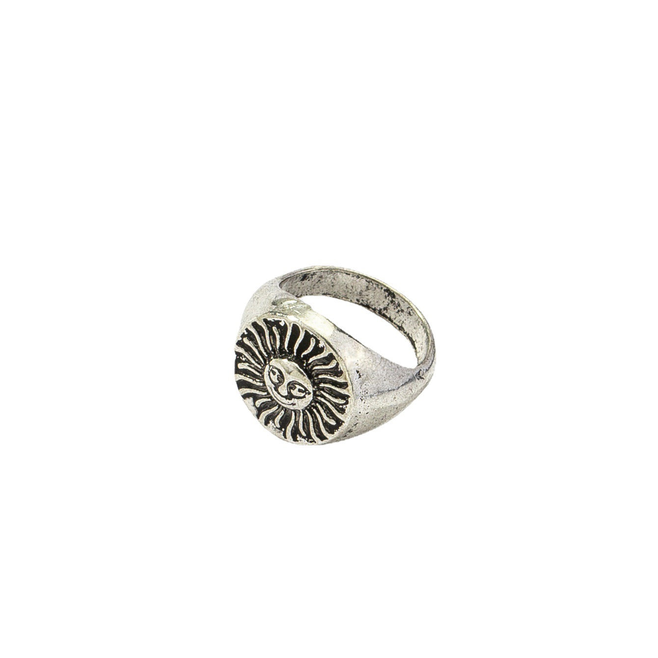 Customizable Minimalist Retro Sunflower Hip-Hop Ring - Vienna Verve Collection