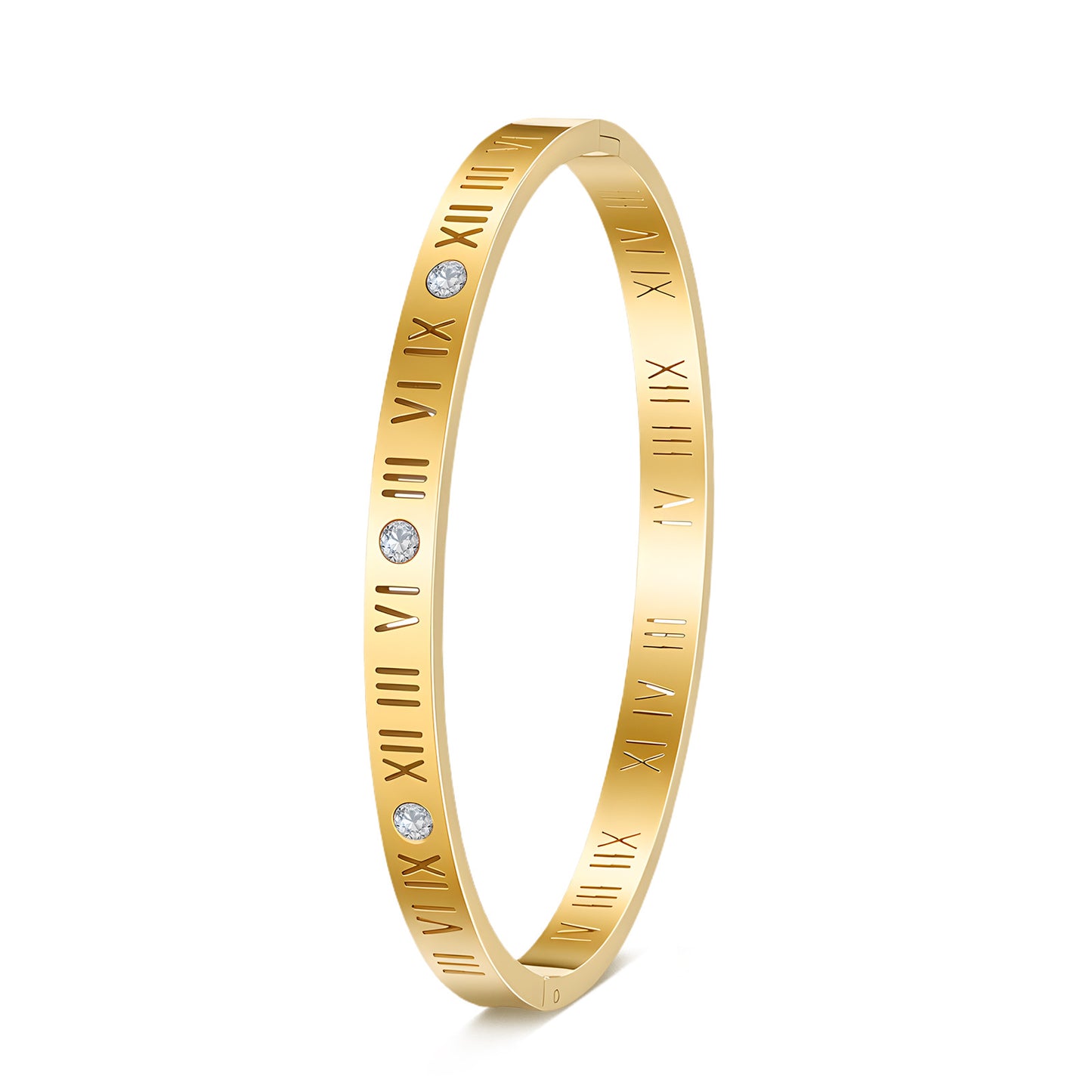 Planderful Roman Numeral Bracelet Titanium Steel 6mm Hollow Durable Unisex Fashion Accessory