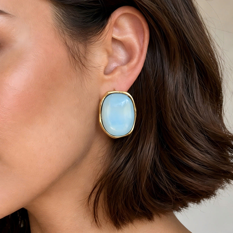 Planderful Vienna Verve Stainless Steel Irregular Concave Convex Stud Earrings For Women Geometric Statement Jewelry