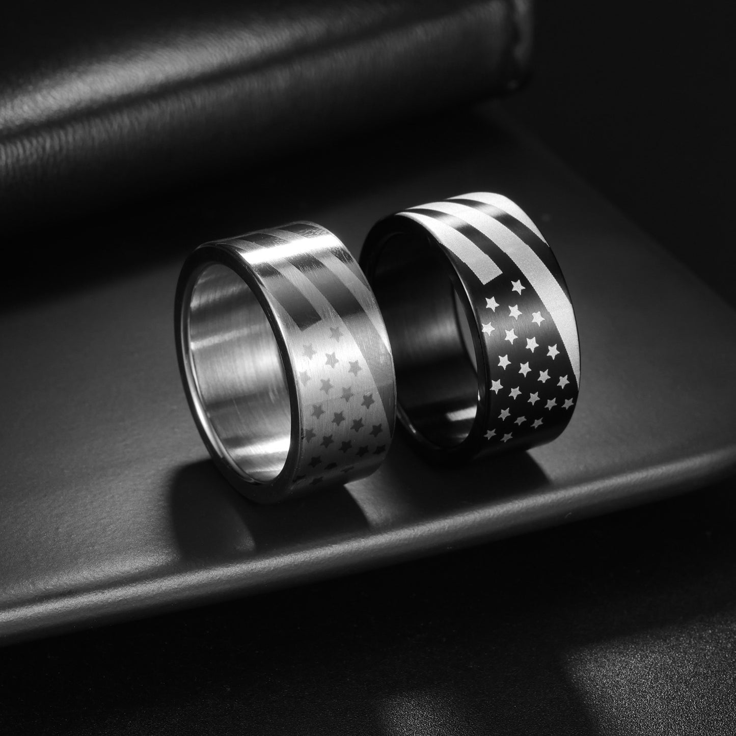 Planderful Men's 10mm Titanium Steel Ring American Flag