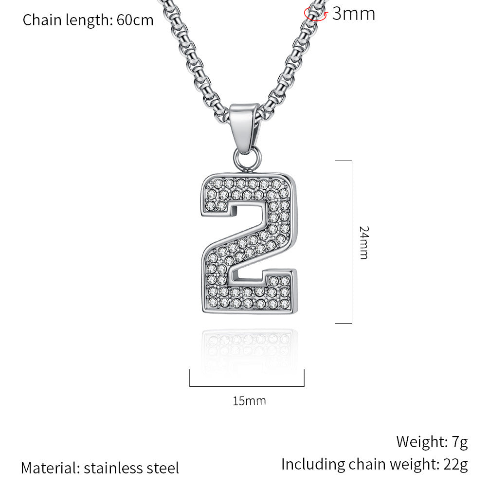 Planderful Everyday Genie Zircon Necklace Arabic Numerals Unisex Streetwear Charm For Men Women