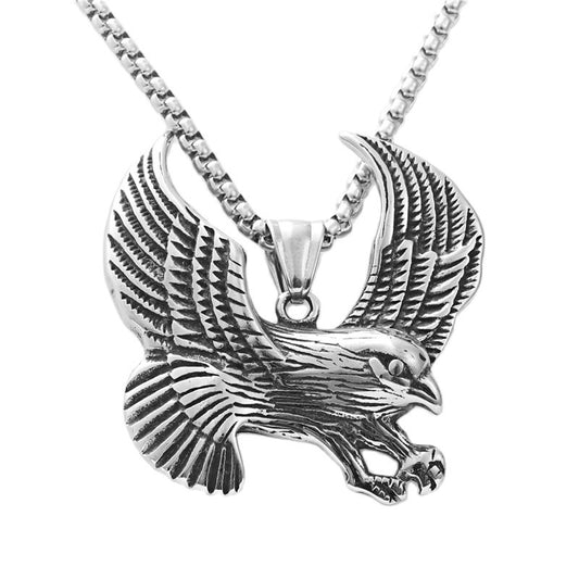 Personalized Titanium Steel Eagle Wings Pendant Necklace for Men - Retro Punk Style