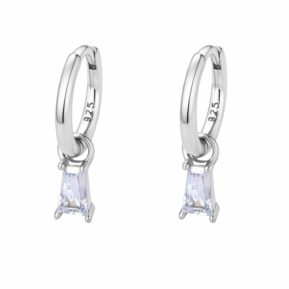 Geometric Square Zircon Earrings, S925 Sterling Silver Style Small And Exquisite Zircon Earrings.