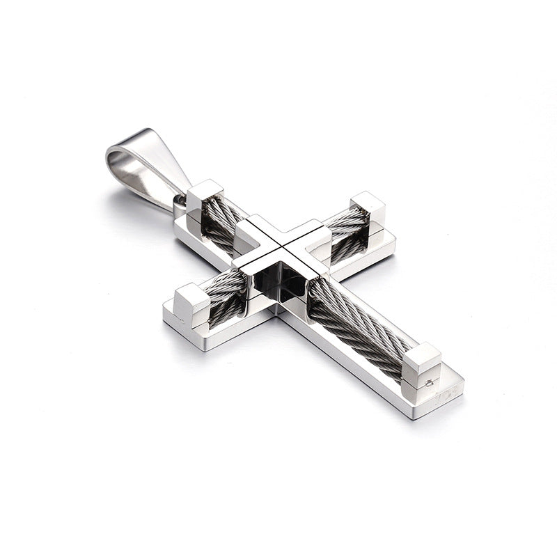 Men's Cross Pendant in Titanium Steel and Stainless Steel Jewelry