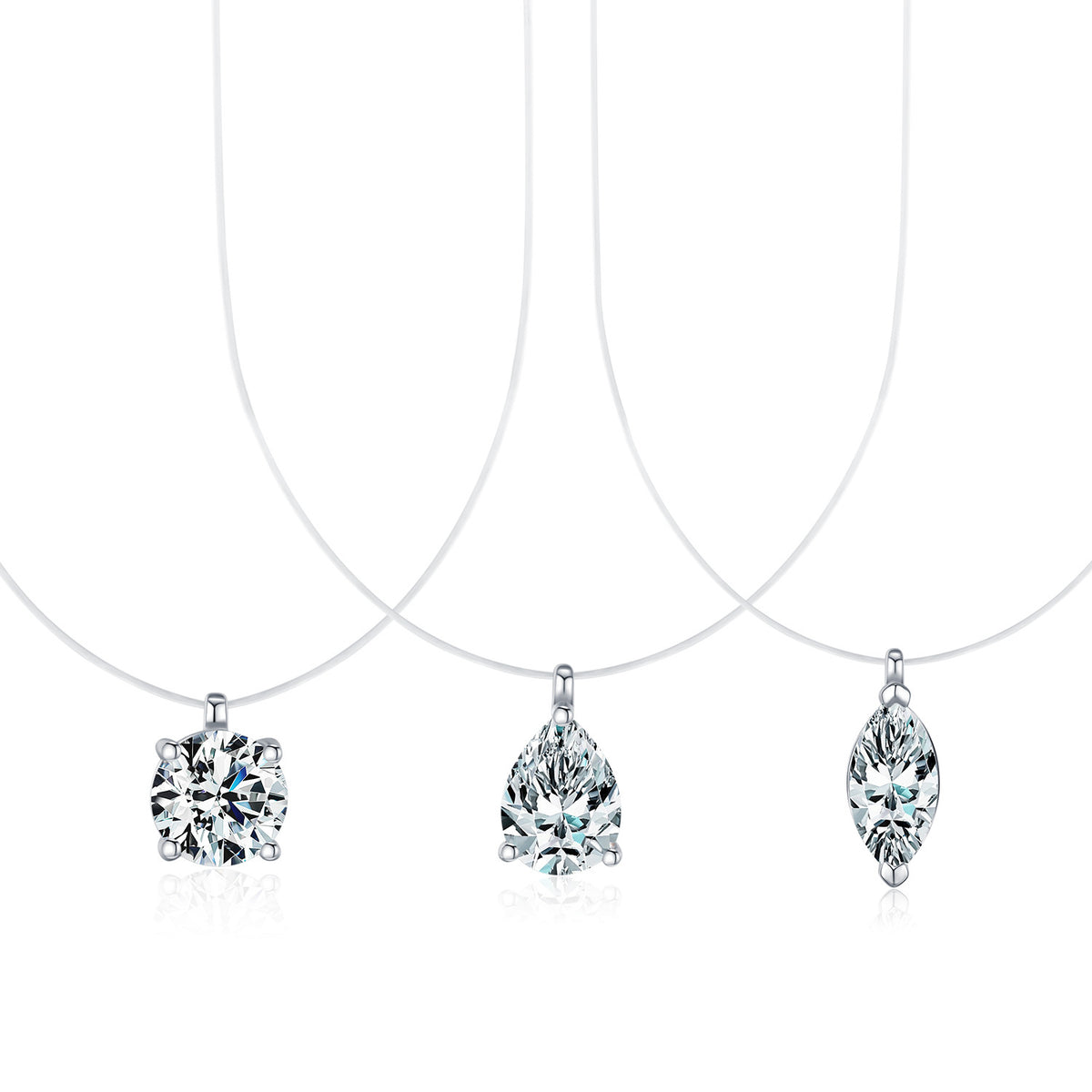 925 Sterling Silver D-Color Moissanite Floating Necklace