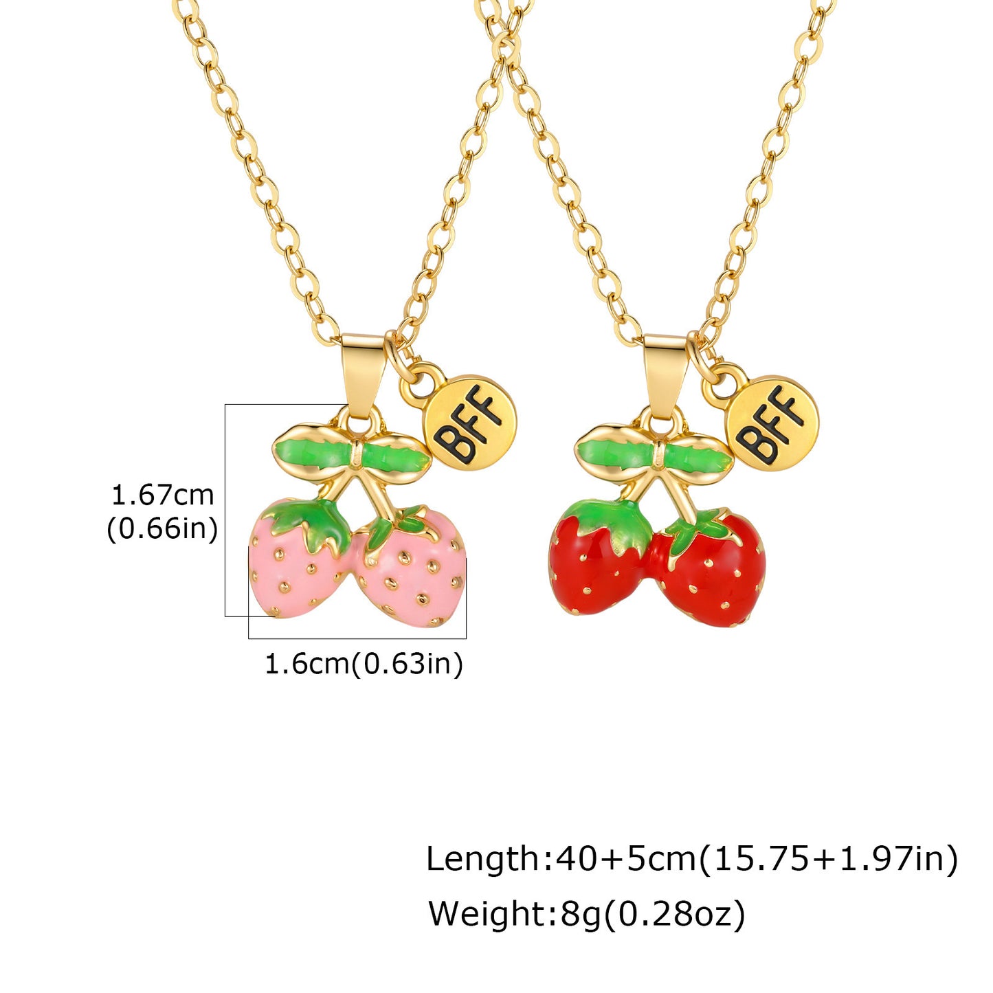 Women's Alloy Strawberry Dopamine Pendant Necklace Two-Piece Set Clavicle Chain