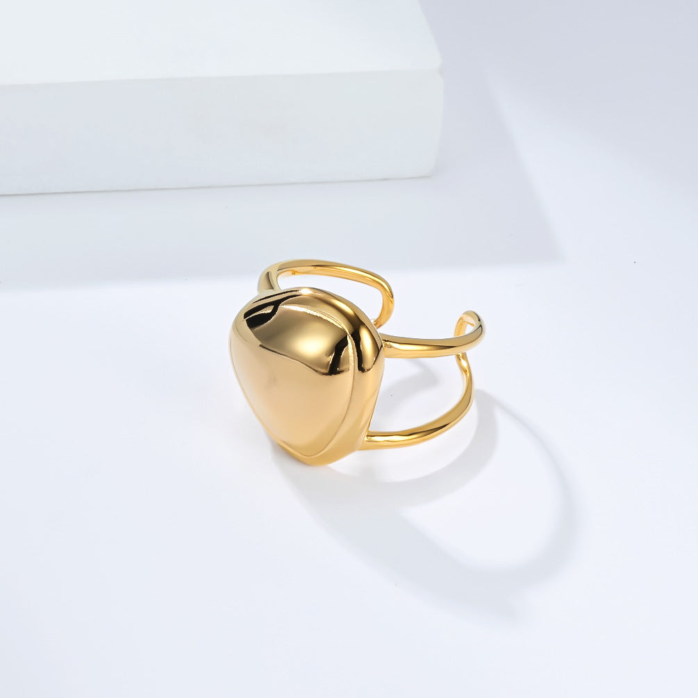 Geometric Triangular Arc Surface Stainless Steel Ring Women's Advanced Light-Sensitive