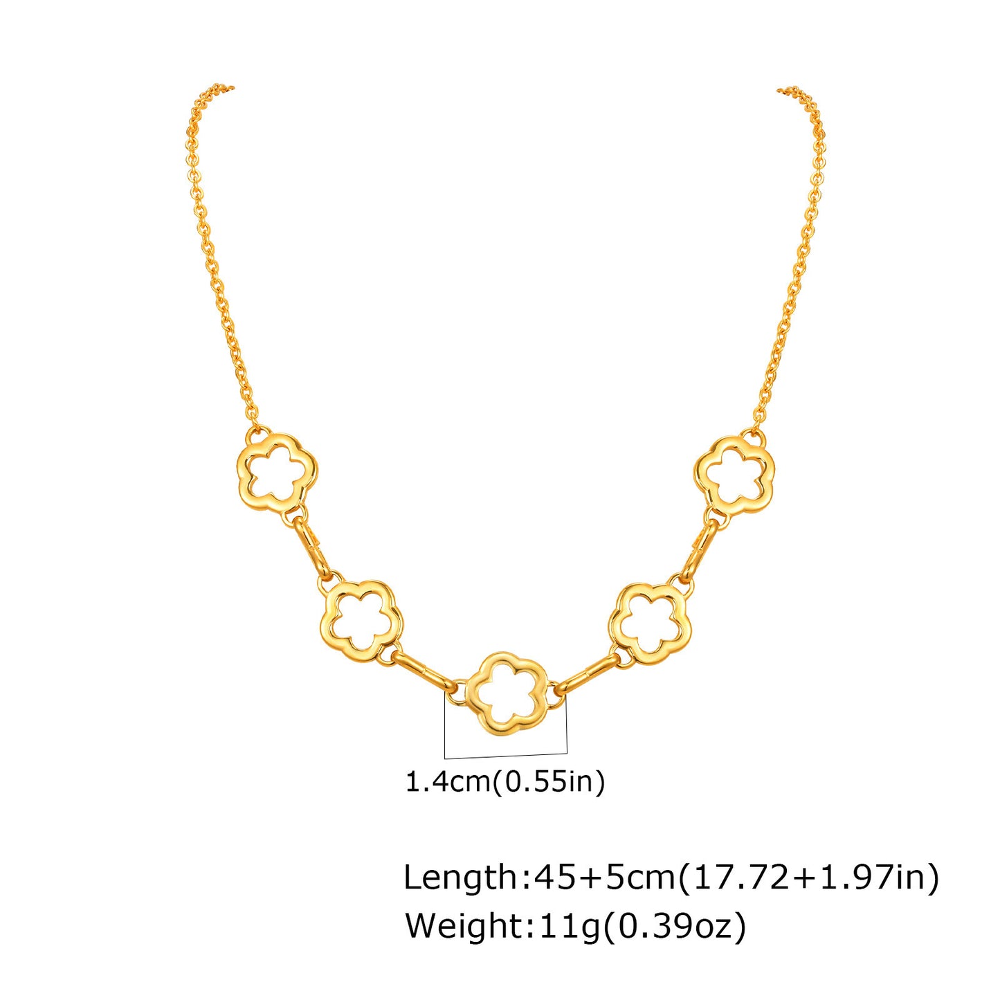 Wind Collarbone Chain Stainless Steel Gold-Plated Hollow Flower Necklace