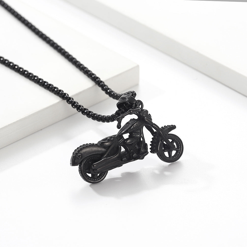 Planderful Skull Motorcycle Pendant Necklace For Men Durable Steel Hip Hop Style Now