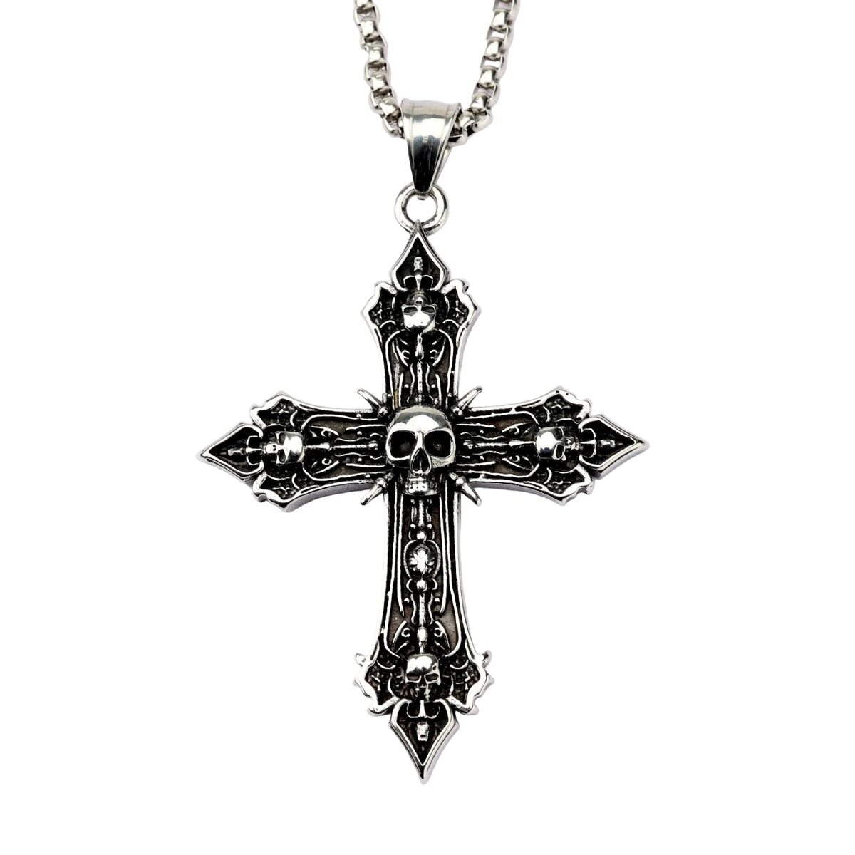 Punk Skull Cross Stainless Steel Men's Pendant Necklace