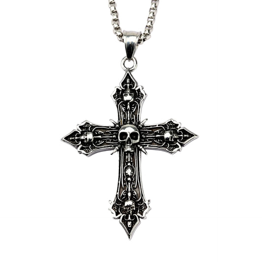Punk Skull Cross Stainless Steel Men's Pendant Necklace