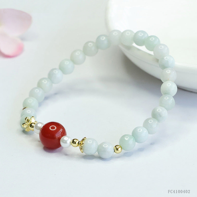 Jadeite Agate Beaded Bracelet