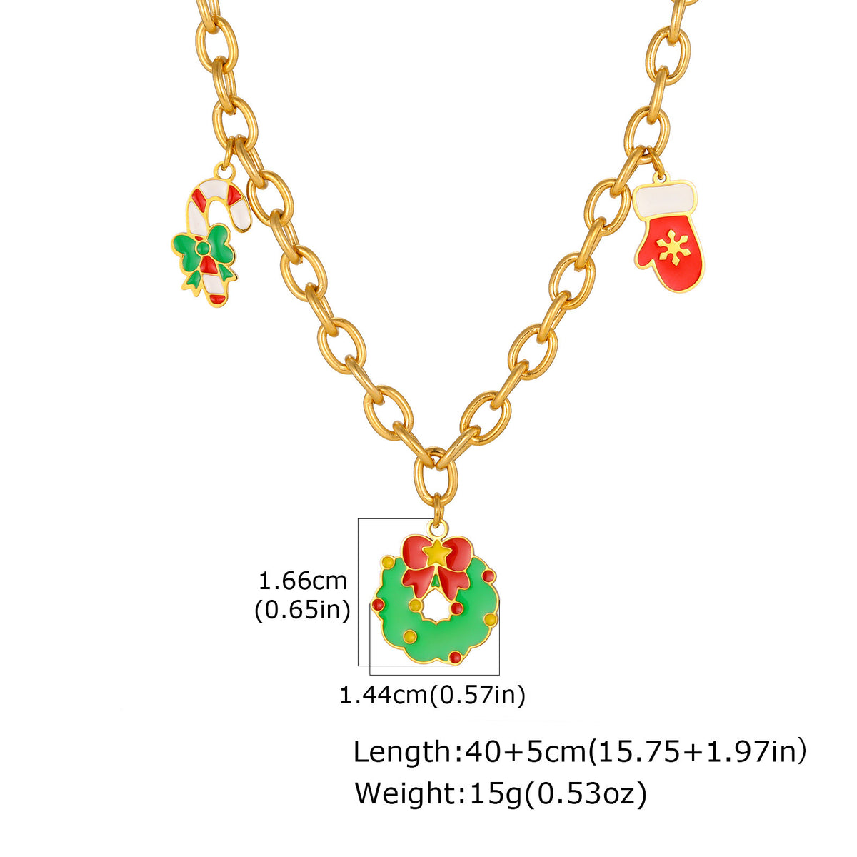 Stainless Steel Necklace Female Christmas Tree Santa Bells Socks Star Bracelet Holiday