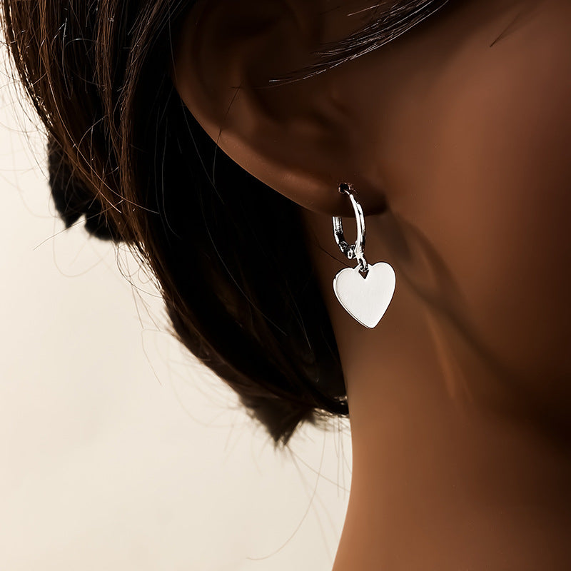 European & American Cross-Border Metal Sequin Love Earrings Set