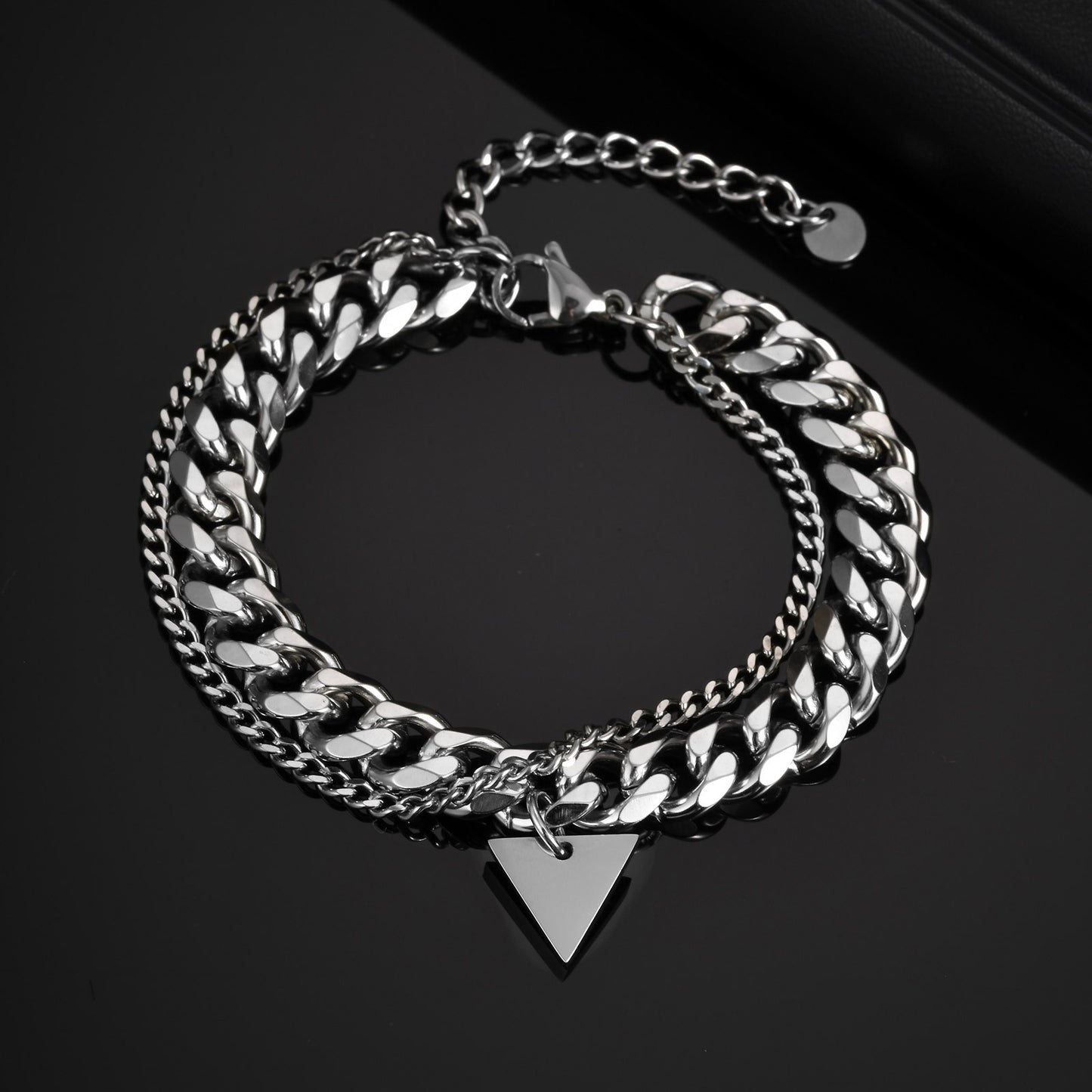 Planderful Double Layer Stainless Triangle Bracelet Men