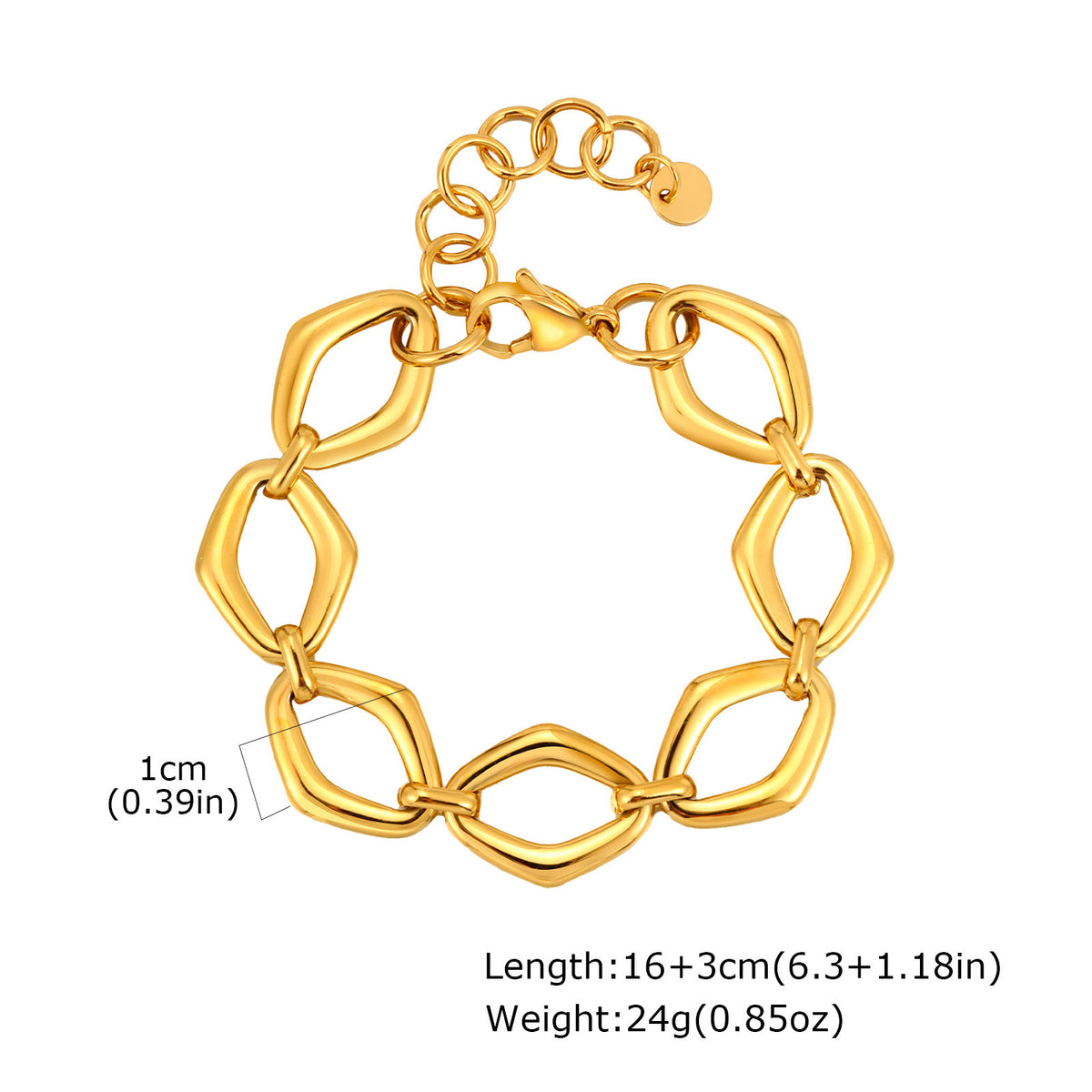 Women's – Stainless Steel All-Light Hollow Geometric Rhombus Bracelet