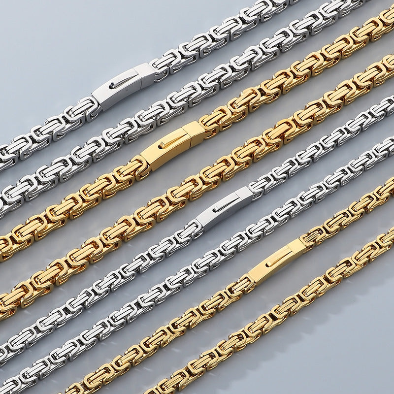 Personalized Byzantine Bracelet Titanium Emperor Chain Set