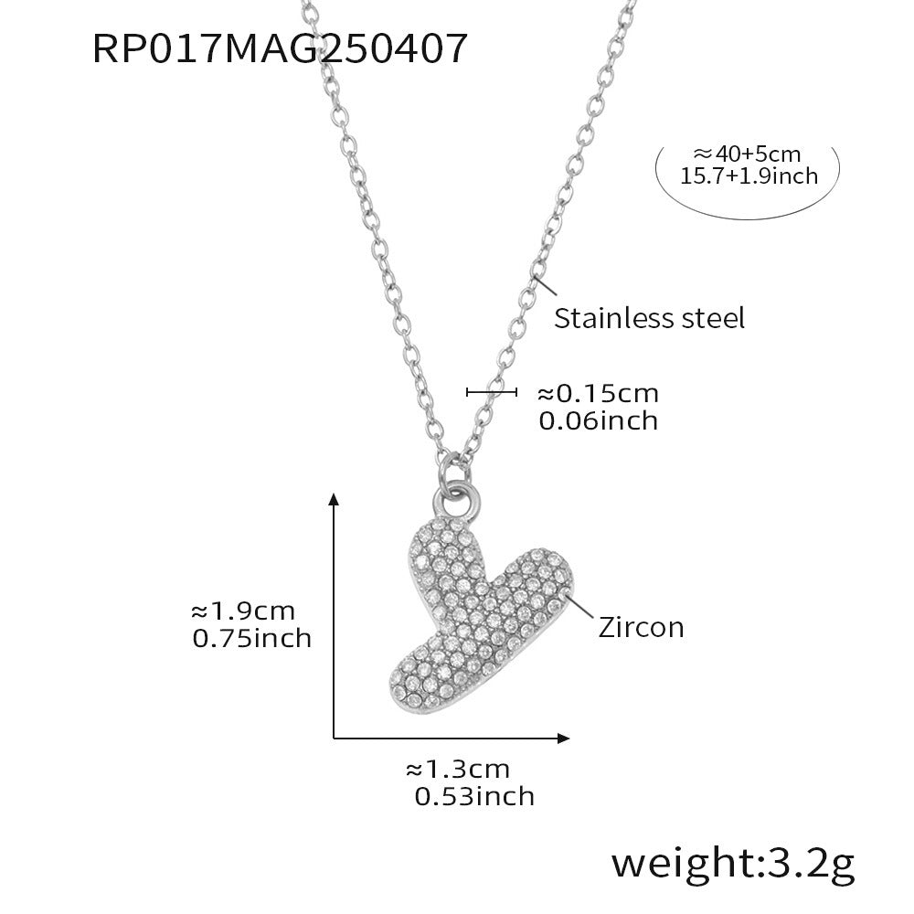 Planderful 26 Letter Zircon Necklace Gold Plated Hip Hop