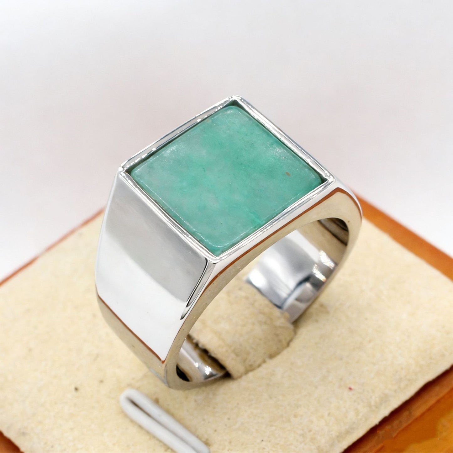 Planderful Everyday Genie Titanium Steel Ring For Men Unisex With Square Stone Statement