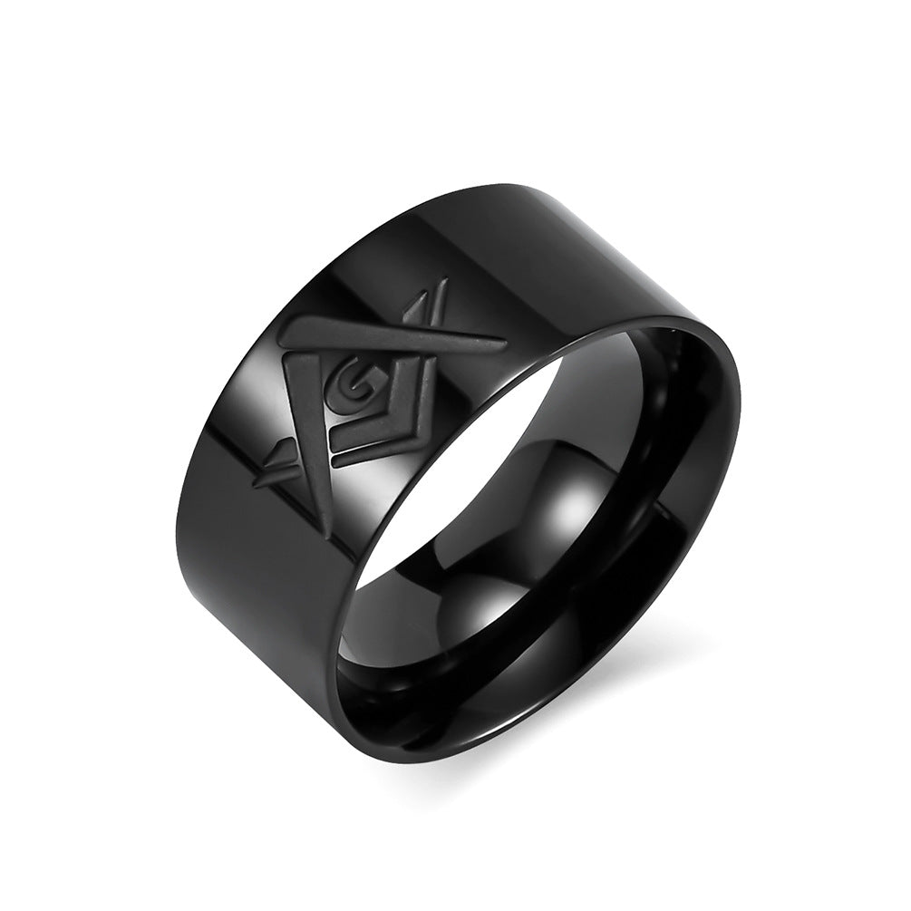 Cross-Border E-Commerce Titanium Steel Freemasonry Ring for Men