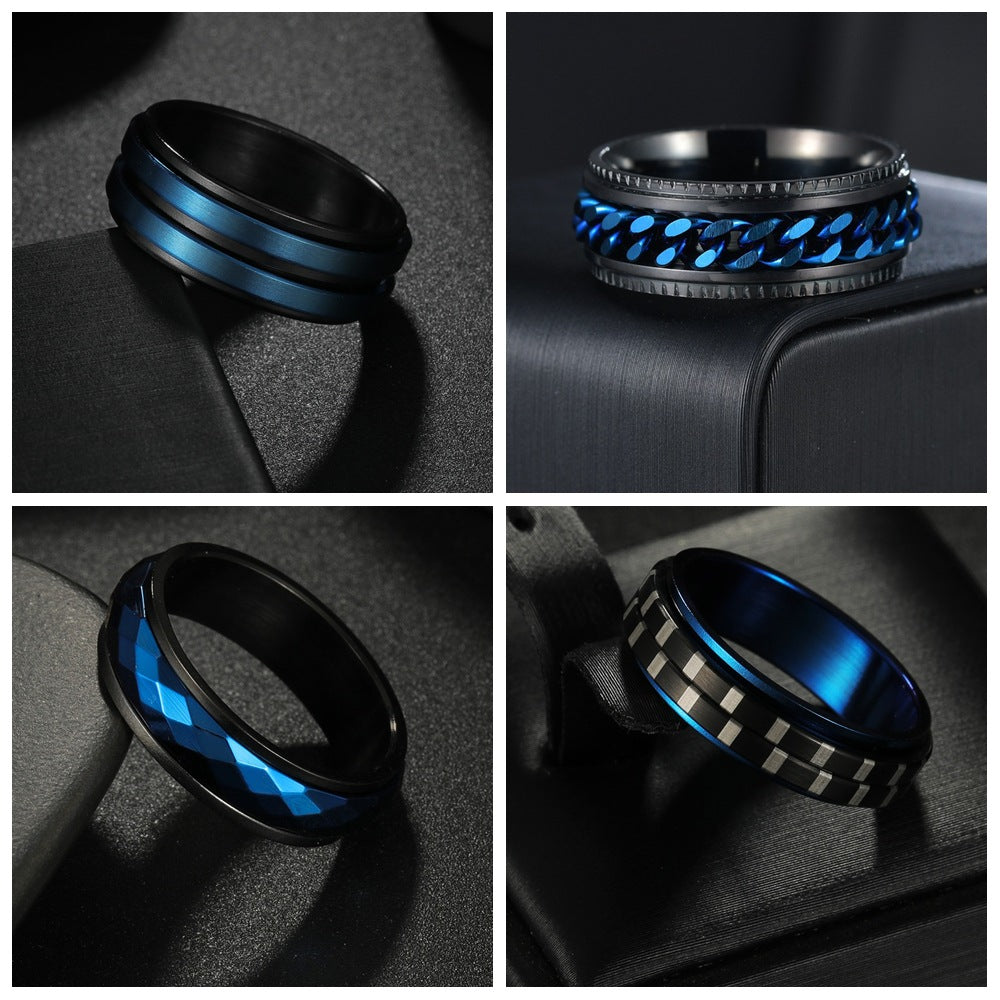 Planderful Decompression Ring For Men Rotatable 9 Piece Set