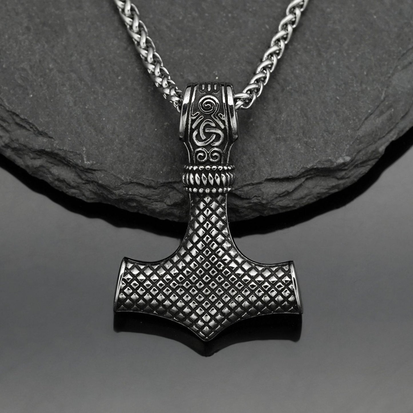 Steel Necklace – Minimalist Nordic Thor's Hammer Pendant