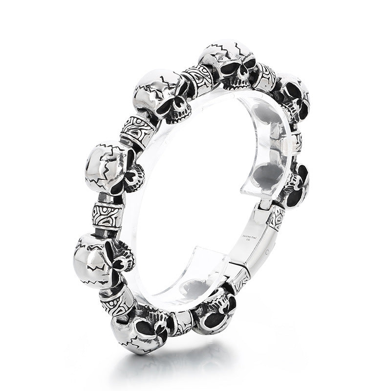 Planderful Skull Bracelet For Men Engraved Stainless Steel