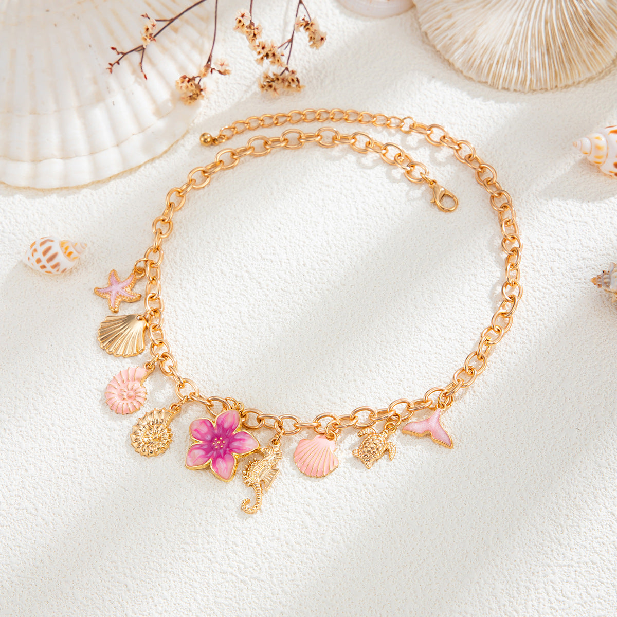Shell, Seahorse & Fishtail Coastal Necklace