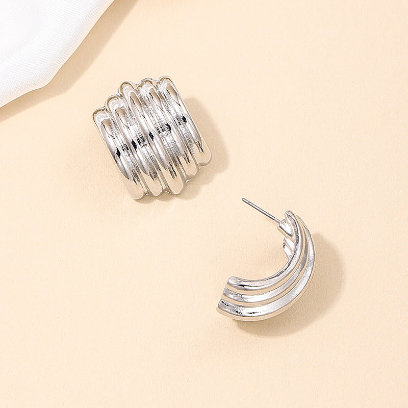 Geometric Metallic Punk Earrings for Women - Vienna Verve Collection