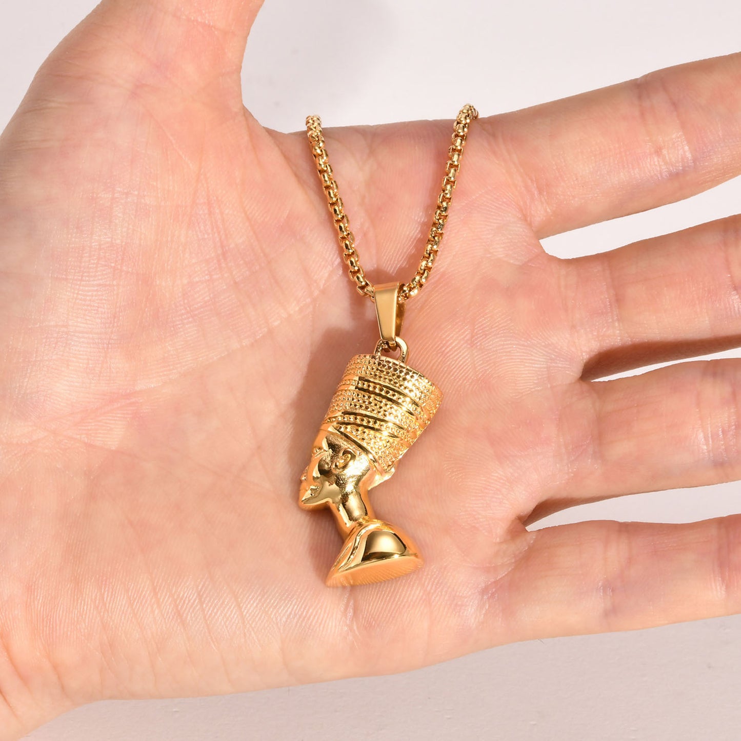 Stainless Steel Egyptian Queen Nefertiti Pendant Necklace