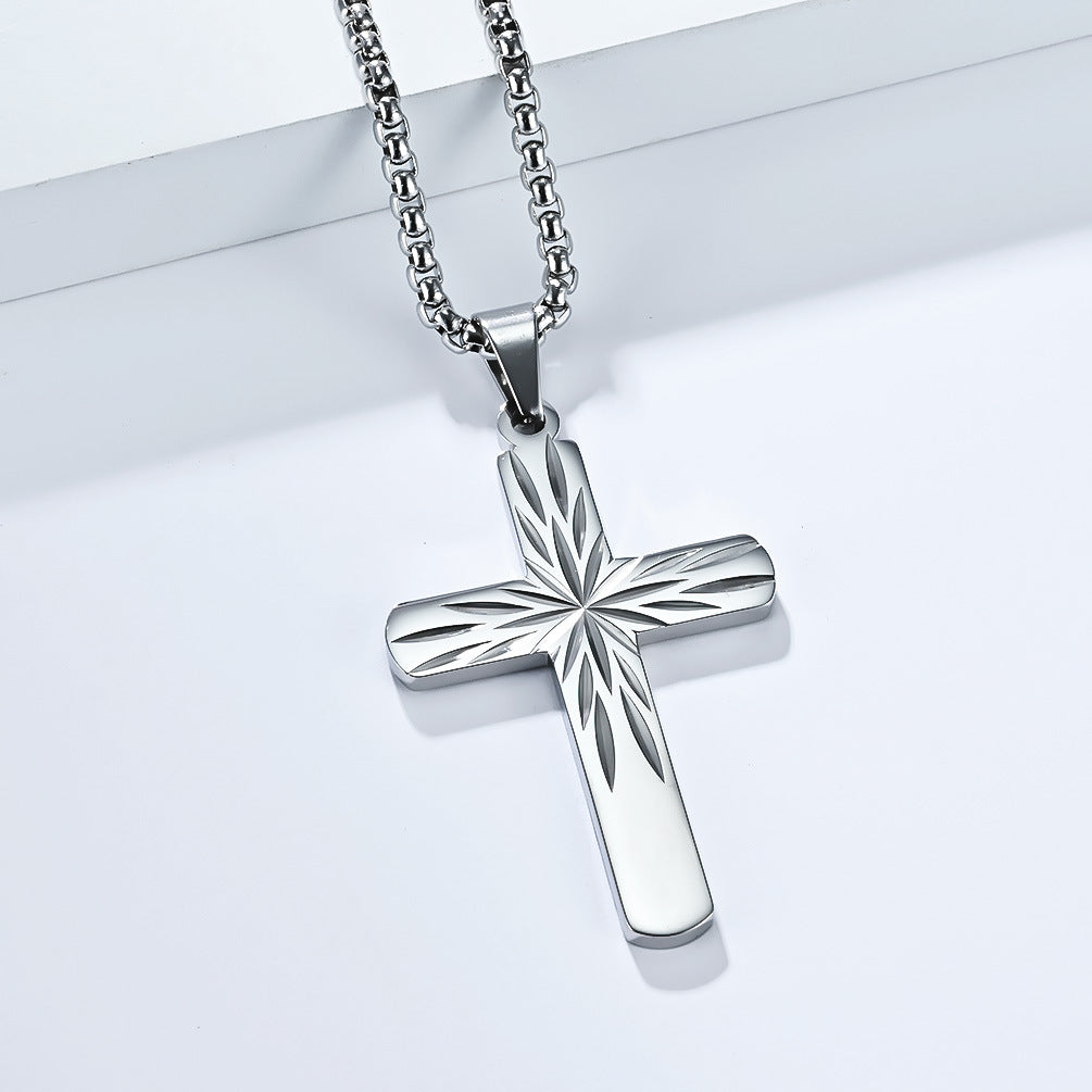 Planderful Titanium Steel Cross Necklace Unisex Pendant Durable Everyday Wear Jewelry for Men and Women