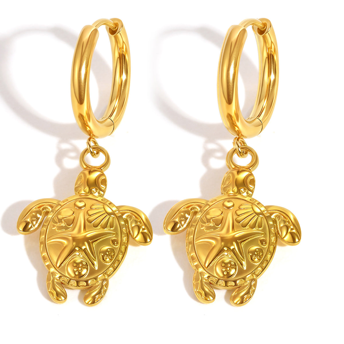 Gold-Tone Sea Turtle Huggie Hoop Earrings