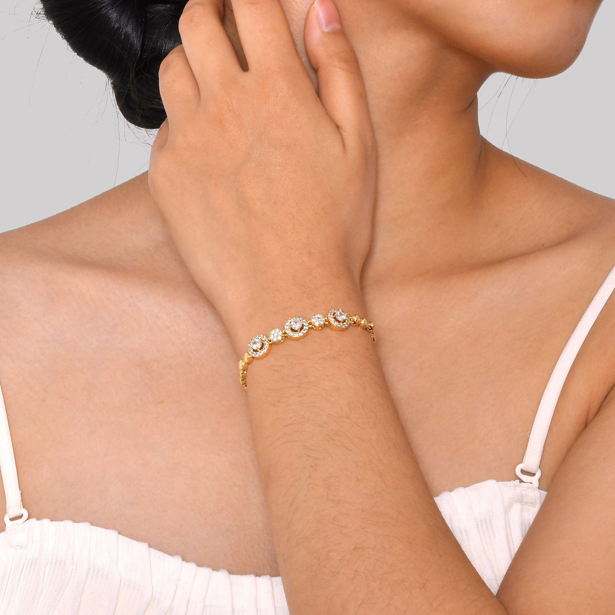 Heart Zircon Cuban Chain Copper Bracelet