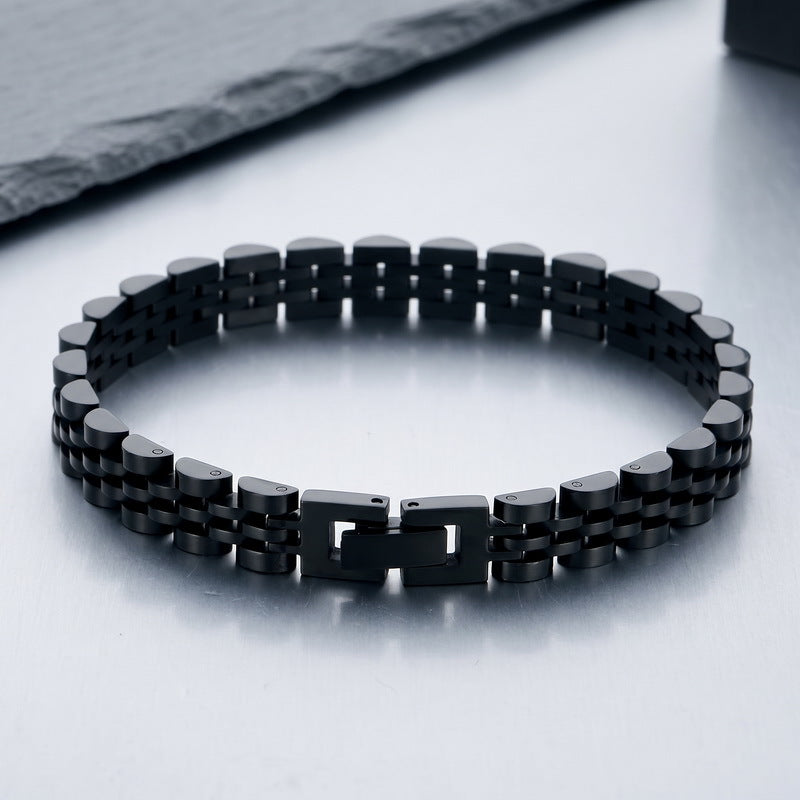 Japan & Korea Business Watch Chain Five Baht Strap Chain Stainless Steel Unisex Bracelet
