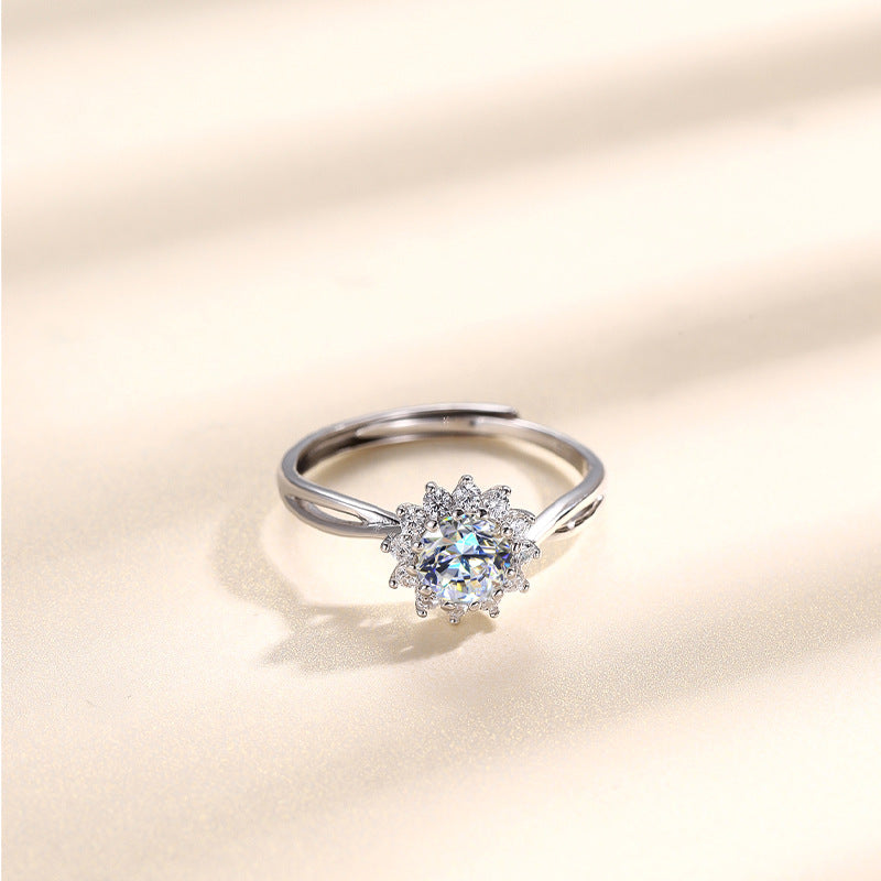 Genuine D-Color S925 Sterling Silver Ring