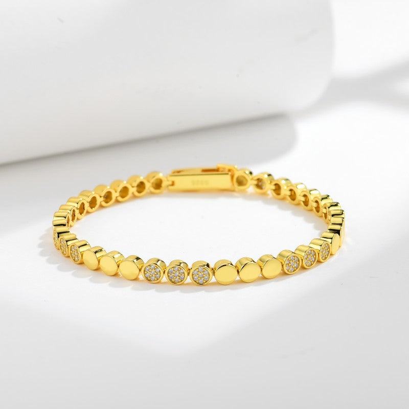 Planderful Moissanite Bracelet for Women Sparkling Round Bubble Design in Sterling Silver Plated Gold