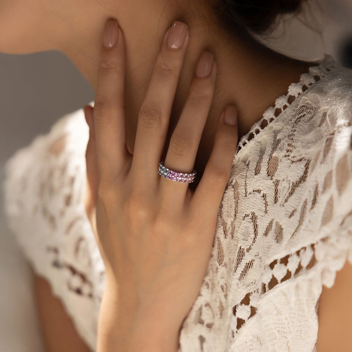 925 Sterling Silver Zircon Gear Ring