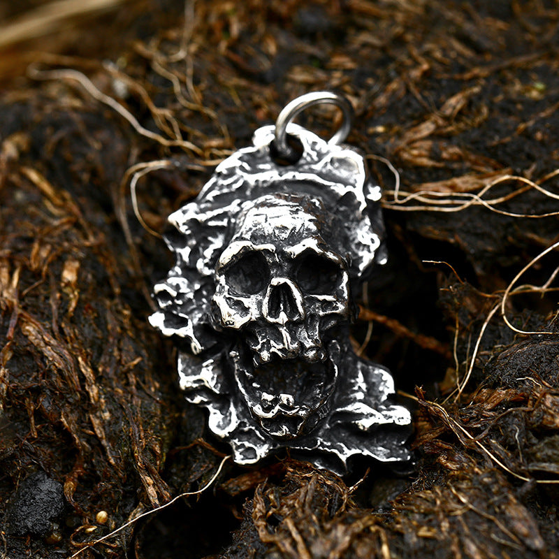 Titanium Steel Skull Ghost Head Pendant - Punk Style Men's Accessory