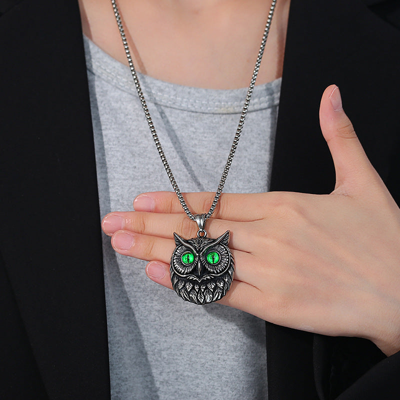 Owl Cartoon Stainless Steel Men's Pendant Necklace